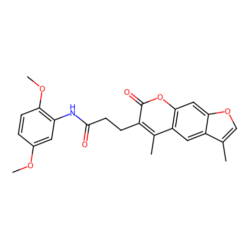 N-(2,5-dimethoxyphenyl)-3-(3,5-dimethyl-7-oxo-7H-furo[3,2-g]chromen-6-yl)propanamide structure