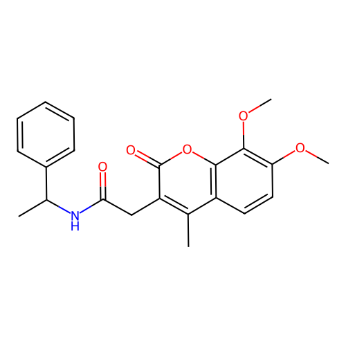 2-(7,8-dimethoxy-4-methyl-2-oxo-2H-chromen-3-yl)-N-(1-phenylethyl)acetamide structure
