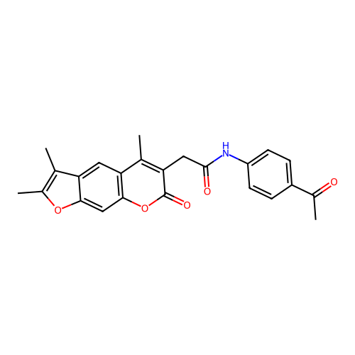 N-(4-acetylphenyl)-2-(2,3,5-trimethyl-7-oxo-7H-furo[3,2-g]chromen-6-yl)acetamide structure