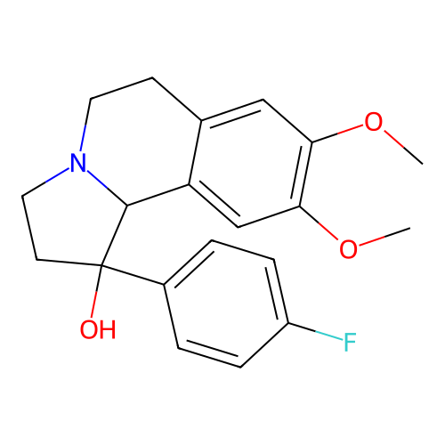 1-(4-fluorophenyl)-8,9-dimethoxy-1,2,3,5,6,10b-hexahydropyrrolo[2,1-a]isoquinolin-1-ol structure