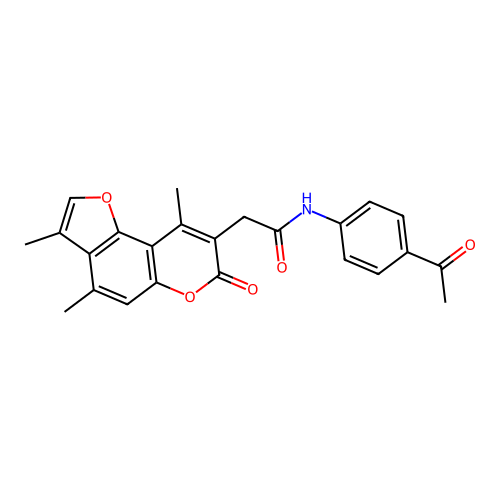 N-(4-acetylphenyl)-2-(3,4,9-trimethyl-7-oxo-7H-furo[2,3-f]chromen-8-yl)acetamide structure