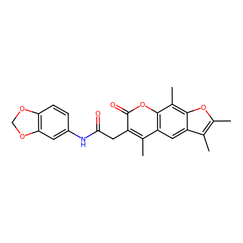 N-(benzo[d][1,3]dioxol-5-yl)-2-(2,3,5,9-tetramethyl-7-oxo-7H-furo[3,2-g]chromen-6-yl)acetamide structure
