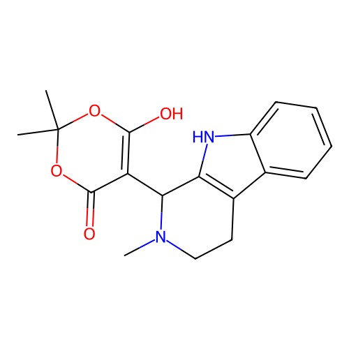 6-hydroxy-2,2-dimethyl-5-(2-methyl-1,3,4,9-tetrahydropyrido[3,4-b]indol-1-yl)-1,3-dioxin-4-one structure