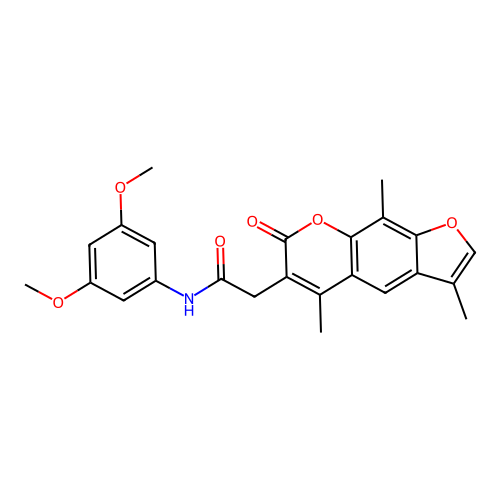 N-(3,5-dimethoxyphenyl)-2-(3,5,9-trimethyl-7-oxo-7H-furo[3,2-g]chromen-6-yl)acetamide structure