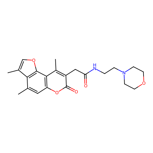 N-(2-morpholinoethyl)-2-(3,4,9-trimethyl-7-oxo-7H-furo[2,3-f]chromen-8-yl)acetamide structure