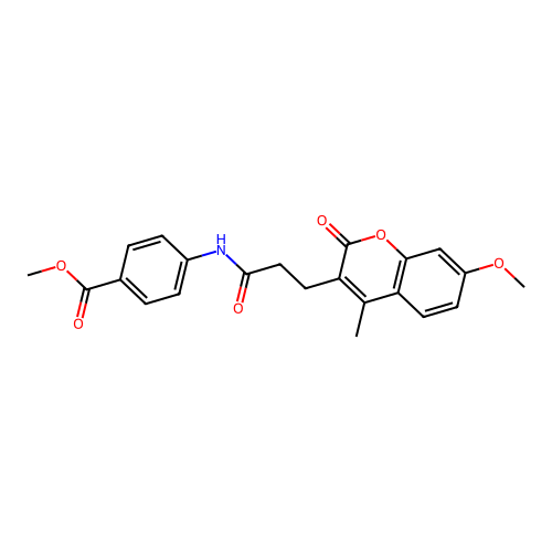 methyl 4-(3-(7-methoxy-4-methyl-2-oxo-2H-chromen-3-yl)propanamido)benzoate structure