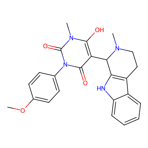 6-hydroxy-1-(4-methoxyphenyl)-3-methyl-5-(2-methyl-2,3,4,9-tetrahydro-1H-pyrido[3,4-b]indol-1-yl)pyrimidine-2,4(1H,3H)-dione structure