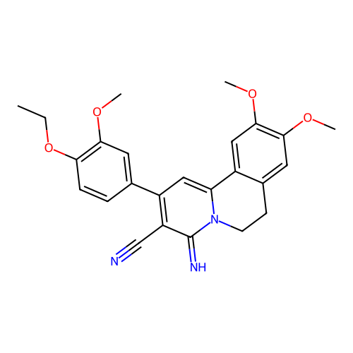 2-(4-ethoxy-3-methoxyphenyl)-4-imino-9,10-dimethoxy-6,7-dihydro-4H-pyrido[2,1-a]isoquinoline-3-carbonitrile structure