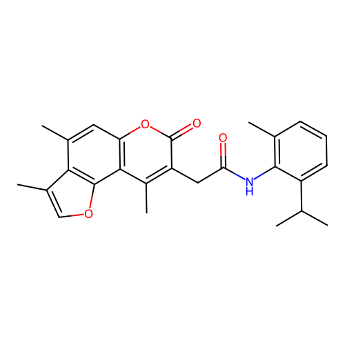 N-(2-isopropyl-6-methylphenyl)-2-(3,4,9-trimethyl-7-oxo-7H-furo[2,3-f]chromen-8-yl)acetamide structure