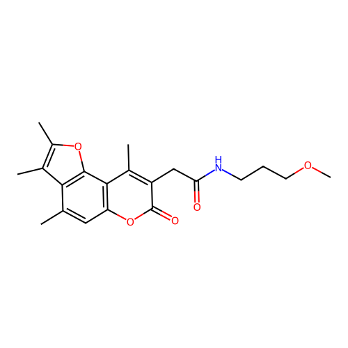 N-(3-methoxypropyl)-2-(2,3,4,9-tetramethyl-7-oxo-7H-furo[2,3-f]chromen-8-yl)acetamide structure