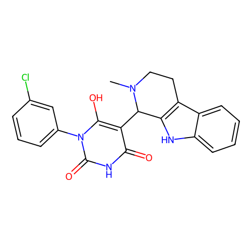 3-(3-chlorophenyl)-6-hydroxy-5-(2-methyl-2,3,4,9-tetrahydro-1H-pyrido[3,4-b]indol-1-yl)pyrimidine-2,4(1H,3H)-dione structure