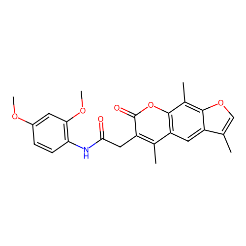 N-(2,4-dimethoxyphenyl)-2-(3,5,9-trimethyl-7-oxo-7H-furo[3,2-g]chromen-6-yl)acetamide structure