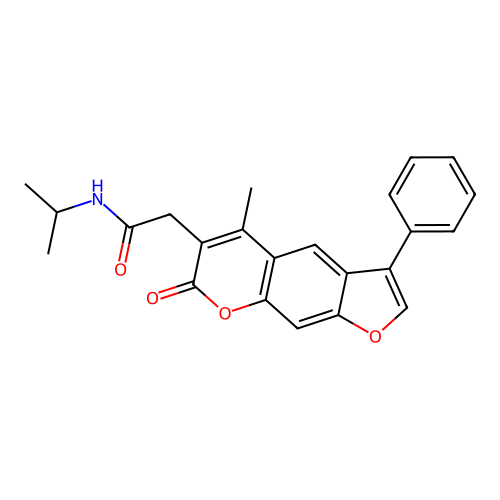 N-isopropyl-2-(5-methyl-7-oxo-3-phenyl-7H-furo[3,2-g]chromen-6-yl)acetamide structure