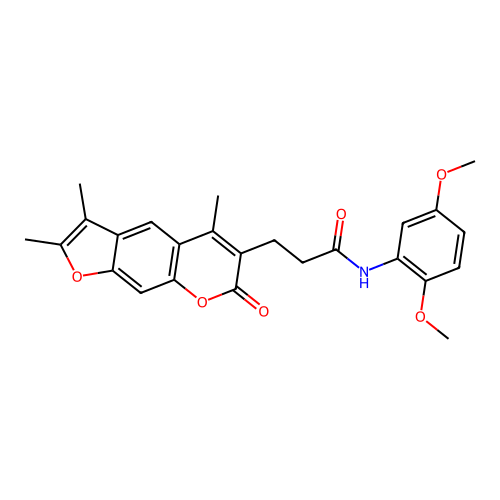 N-(2,5-dimethoxyphenyl)-3-(2,3,5-trimethyl-7-oxo-7H-furo[3,2-g]chromen-6-yl)propanamide structure