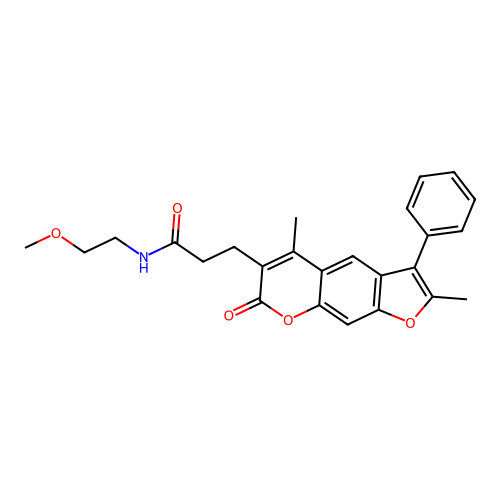 3-(2,5-dimethyl-7-oxo-3-phenyl-7H-furo[3,2-g]chromen-6-yl)-N-(2-methoxyethyl)propanamide structure