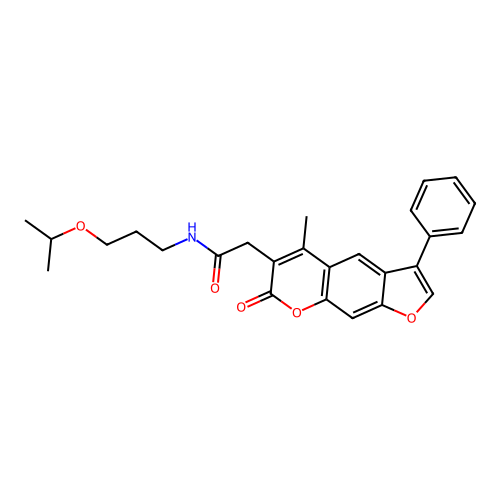 N-(3-isopropoxypropyl)-2-(5-methyl-7-oxo-3-phenyl-7H-furo[3,2-g]chromen-6-yl)acetamide structure