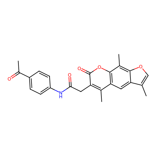 N-(4-acetylphenyl)-2-(3,5,9-trimethyl-7-oxo-7H-furo[3,2-g]chromen-6-yl)acetamide structure