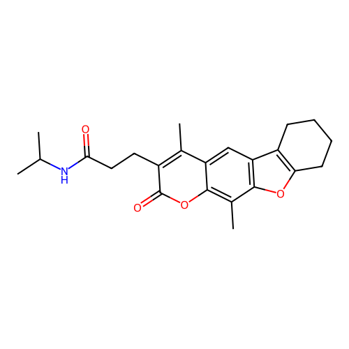 3-(4,11-dimethyl-2-oxo-6,7,8,9-tetrahydro-2H-benzofuro[3,2-g]chromen-3-yl)-N-isopropylpropanamide structure