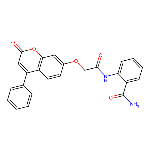 2-(2-((2-oxo-4-phenyl-2H-chromen-7-yl)oxy)acetamido)benzamide structure