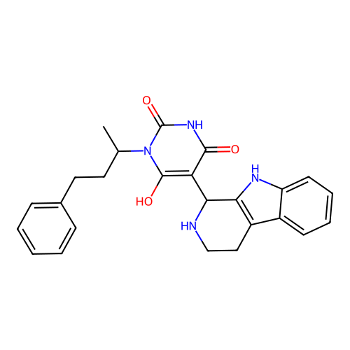 6-hydroxy-3-(4-phenylbutan-2-yl)-5-(2,3,4,9-tetrahydro-1H-pyrido[3,4-b]indol-1-yl)pyrimidine-2,4(1H,3H)-dione structure