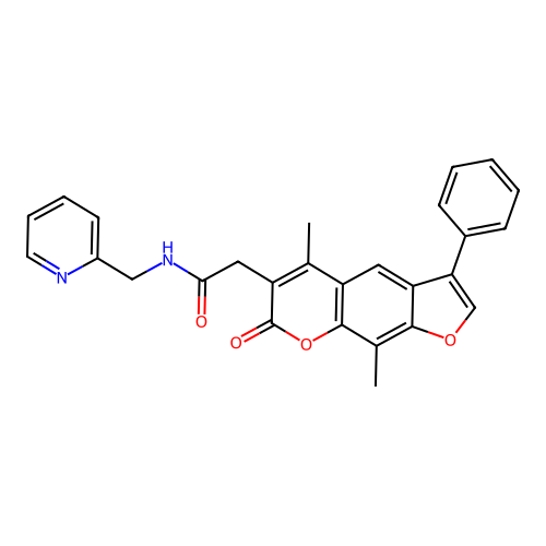 2-(5,9-dimethyl-7-oxo-3-phenyl-7H-furo[3,2-g]chromen-6-yl)-N-(pyridin-2-ylmethyl)acetamide structure