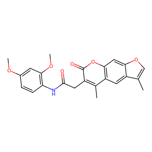 N-(2,4-dimethoxyphenyl)-2-(3,5-dimethyl-7-oxo-7H-furo[3,2-g]chromen-6-yl)acetamide structure