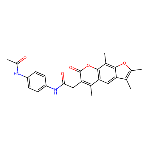 N-(4-acetamidophenyl)-2-(2,3,5,9-tetramethyl-7-oxo-7H-furo[3,2-g]chromen-6-yl)acetamide structure
