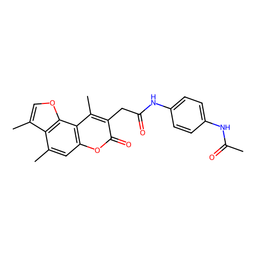 N-(4-acetamidophenyl)-2-(3,4,9-trimethyl-7-oxo-7H-furo[2,3-f]chromen-8-yl)acetamide structure