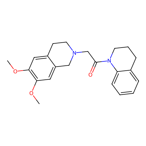 1-(3,4-dihydro-2H-quinolin-1-yl)-2-(6,7-dimethoxy-3,4-dihydro-1H-isoquinolin-2-yl)ethanone structure