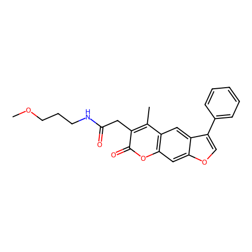 N-(3-methoxypropyl)-2-(5-methyl-7-oxo-3-phenylfuro[3,2-g]chromen-6-yl)acetamide structure