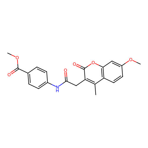 methyl 4-(2-(7-methoxy-4-methyl-2-oxo-2H-chromen-3-yl)acetamido)benzoate structure