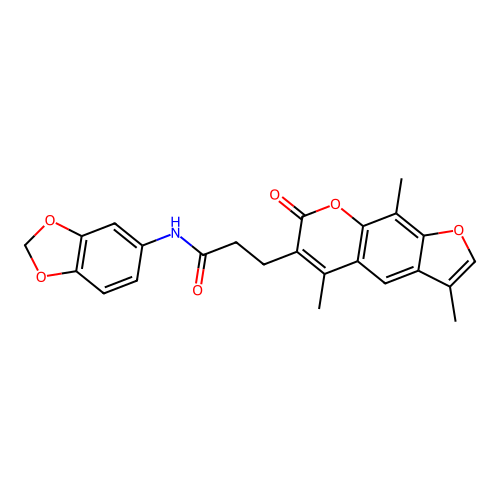 N-(benzo[d][1,3]dioxol-5-yl)-3-(3,5,9-trimethyl-7-oxo-7H-furo[3,2-g]chromen-6-yl)propanamide structure