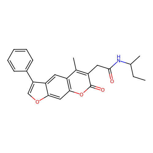N-(sec-butyl)-2-(5-methyl-7-oxo-3-phenyl-7H-furo[3,2-g]chromen-6-yl)acetamide structure