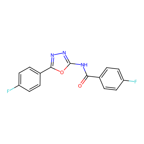4-fluoro-N-[5-(4-fluorophenyl)-1,3,4-oxadiazol-2-yl]benzamide structure