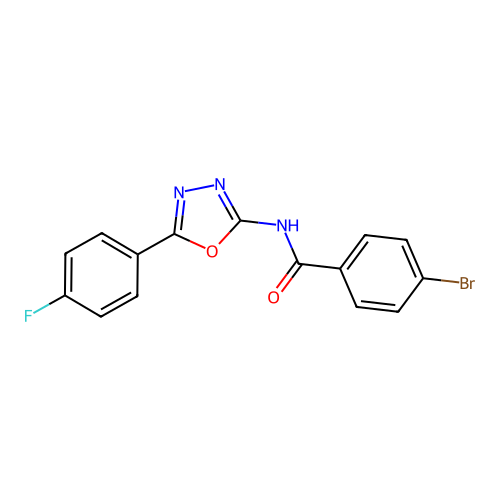 4-bromo-N-[5-(4-fluorophenyl)-1,3,4-oxadiazol-2-yl]benzamide structure
