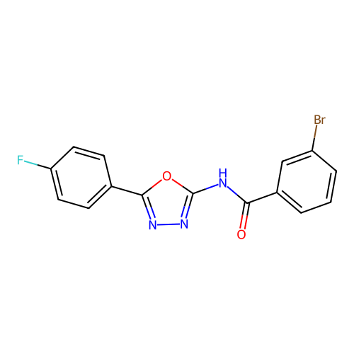 3-bromo-N-[5-(4-fluorophenyl)-1,3,4-oxadiazol-2-yl]benzamide structure