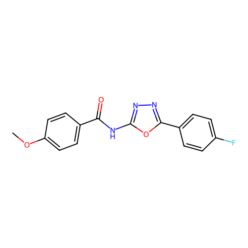 N-[5-(4-fluorophenyl)-1,3,4-oxadiazol-2-yl]-4-methoxybenzamide structure