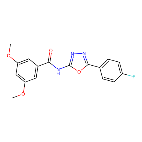 N-[5-(4-fluorophenyl)-1,3,4-oxadiazol-2-yl]-3,5-dimethoxybenzamide structure