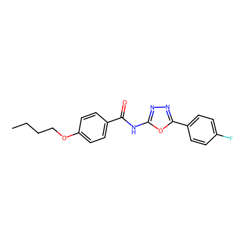 4-butoxy-N-[5-(4-fluorophenyl)-1,3,4-oxadiazol-2-yl]benzamide structure