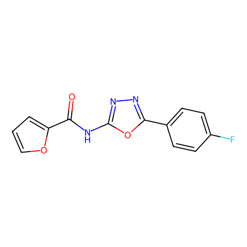 N-(5-(4-fluorophenyl)-1,3,4-oxadiazol-2-yl)furan-2-carboxamide structure