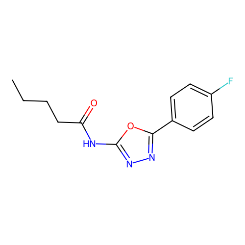 N-[5-(4-fluorophenyl)-1,3,4-oxadiazol-2-yl]pentanamide structure