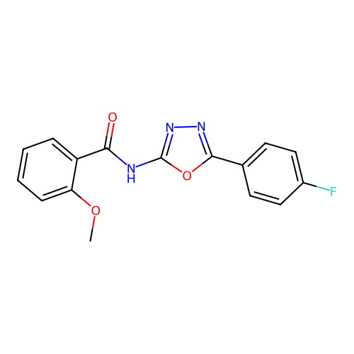 N-[5-(4-fluorophenyl)-1,3,4-oxadiazol-2-yl]-2-methoxybenzamide structure