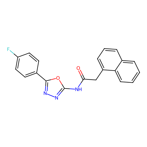 N-[5-(4-fluorophenyl)-1,3,4-oxadiazol-2-yl]-2-naphthalen-1-ylacetamide structure