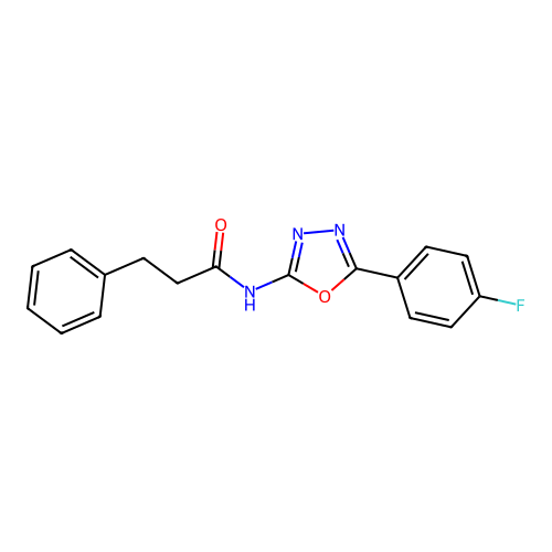 N-[5-(4-fluorophenyl)-1,3,4-oxadiazol-2-yl]-3-phenylpropanamide structure
