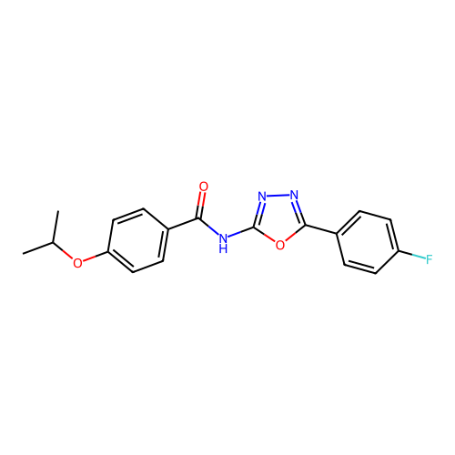 N-(5-(4-fluorophenyl)-1,3,4-oxadiazol-2-yl)-4-isopropoxybenzamide structure
