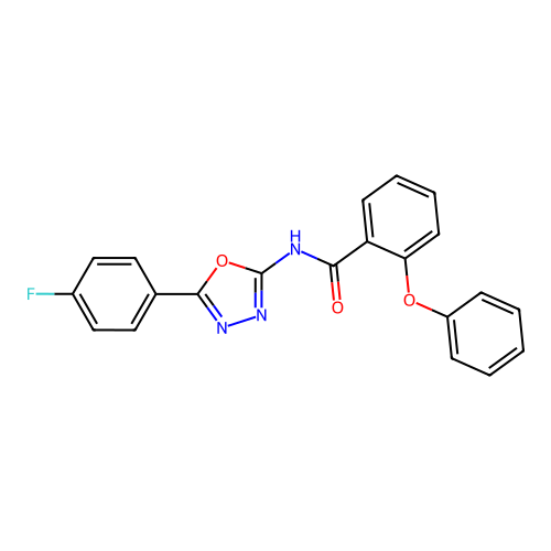 N-[5-(4-fluorophenyl)-1,3,4-oxadiazol-2-yl]-2-phenoxybenzamide structure