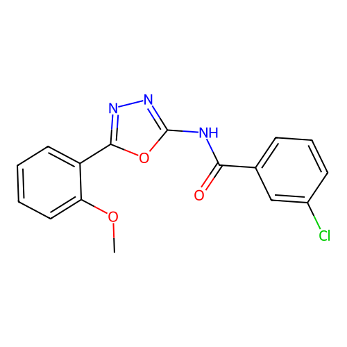 3-chloro-N-[5-(2-methoxyphenyl)-1,3,4-oxadiazol-2-yl]benzamide structure