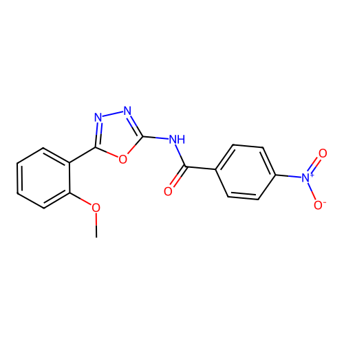 N-[5-(2-methoxyphenyl)-1,3,4-oxadiazol-2-yl]-4-nitrobenzamide structure