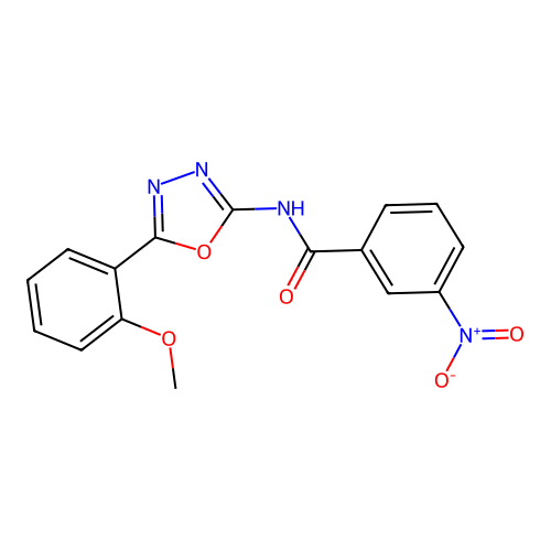 N-[5-(2-methoxyphenyl)-1,3,4-oxadiazol-2-yl]-3-nitrobenzamide structure