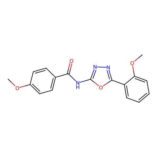 4-methoxy-N-[5-(2-methoxyphenyl)-1,3,4-oxadiazol-2-yl]benzamide structure
